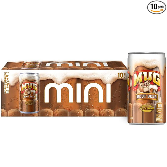 Mug Root Beer Soda 7.5 ounce mini cans 10 pack