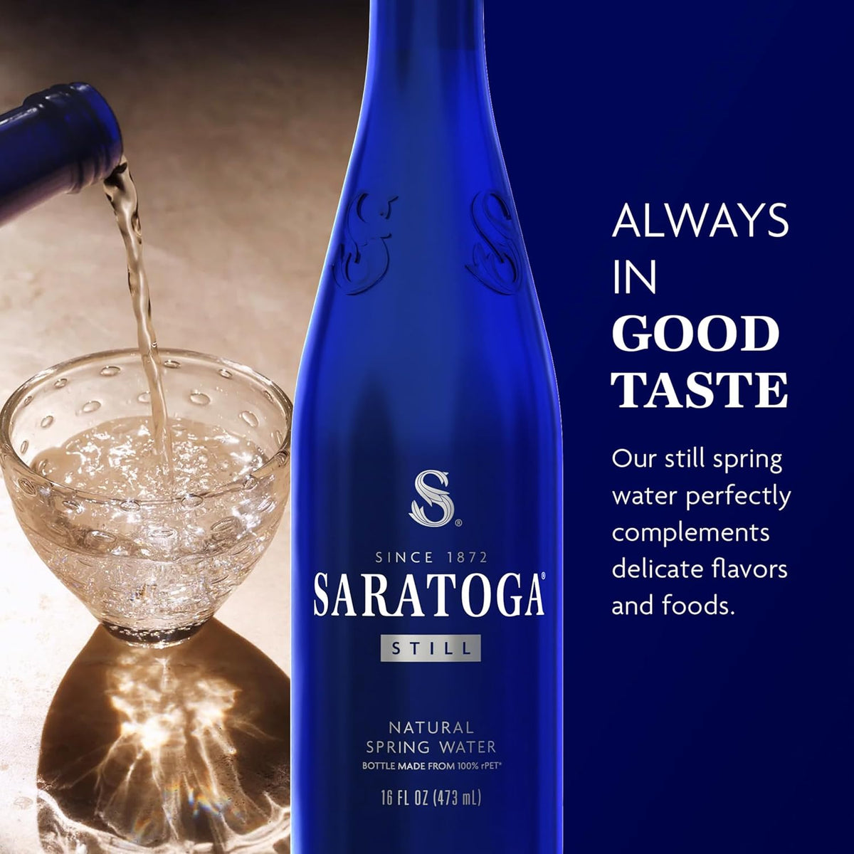 Saratoga Spring Water recycled PET plastic bottles