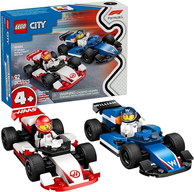 LEGO City F1 Williams and Haas race car toy set