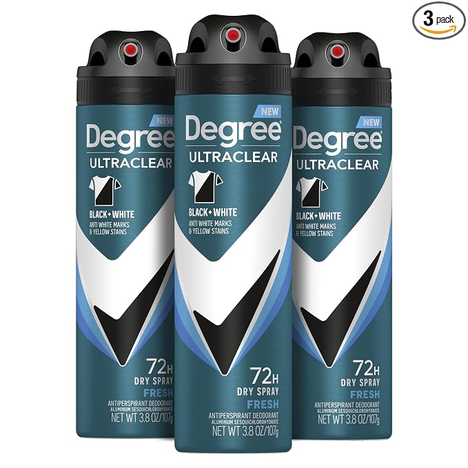 Degree Men Black and White antiperspirant spray 3-pack