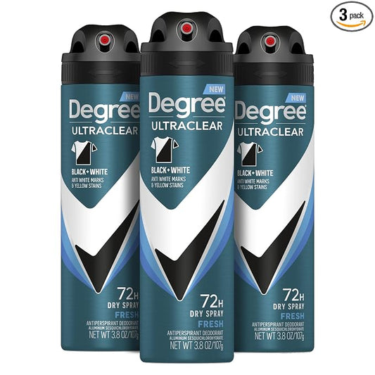 Degree Men Black and White antiperspirant spray 3-pack