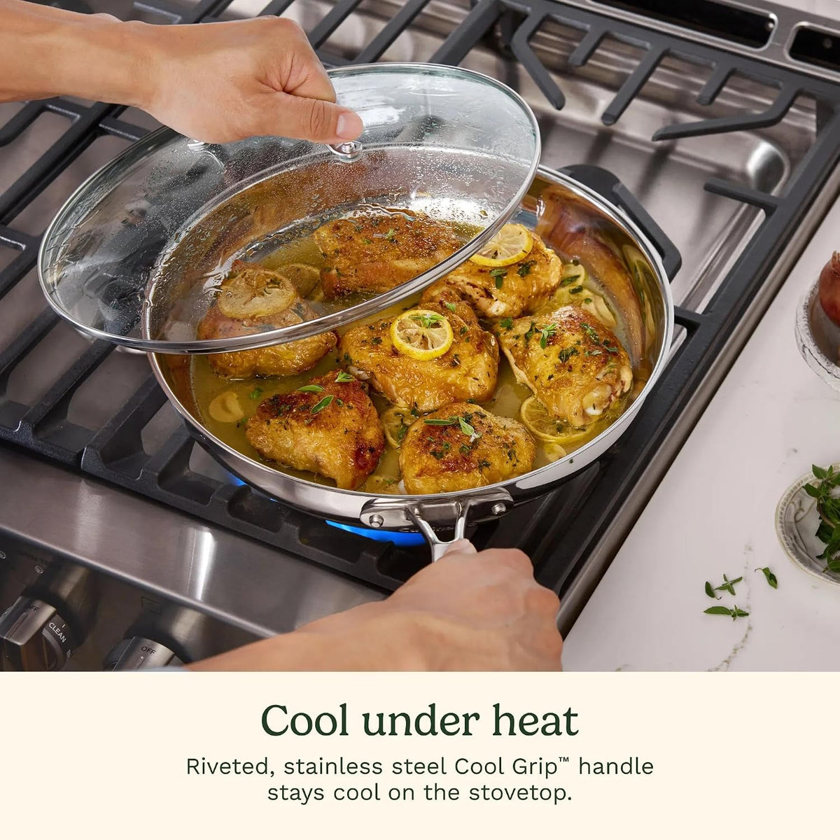 Cuisinart stainless cookware skillet with glass lid