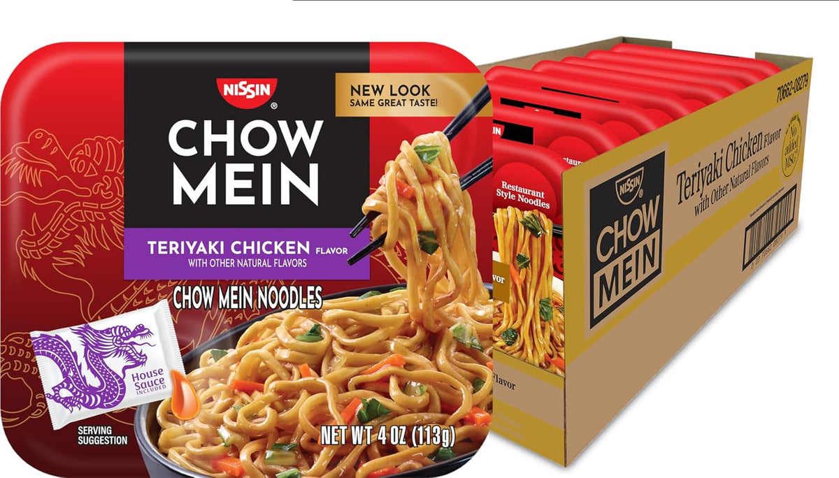 Microwavable Nissin chow mein noodle trays