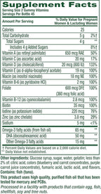 Prenatal vitamin gummies with folate and DHA
