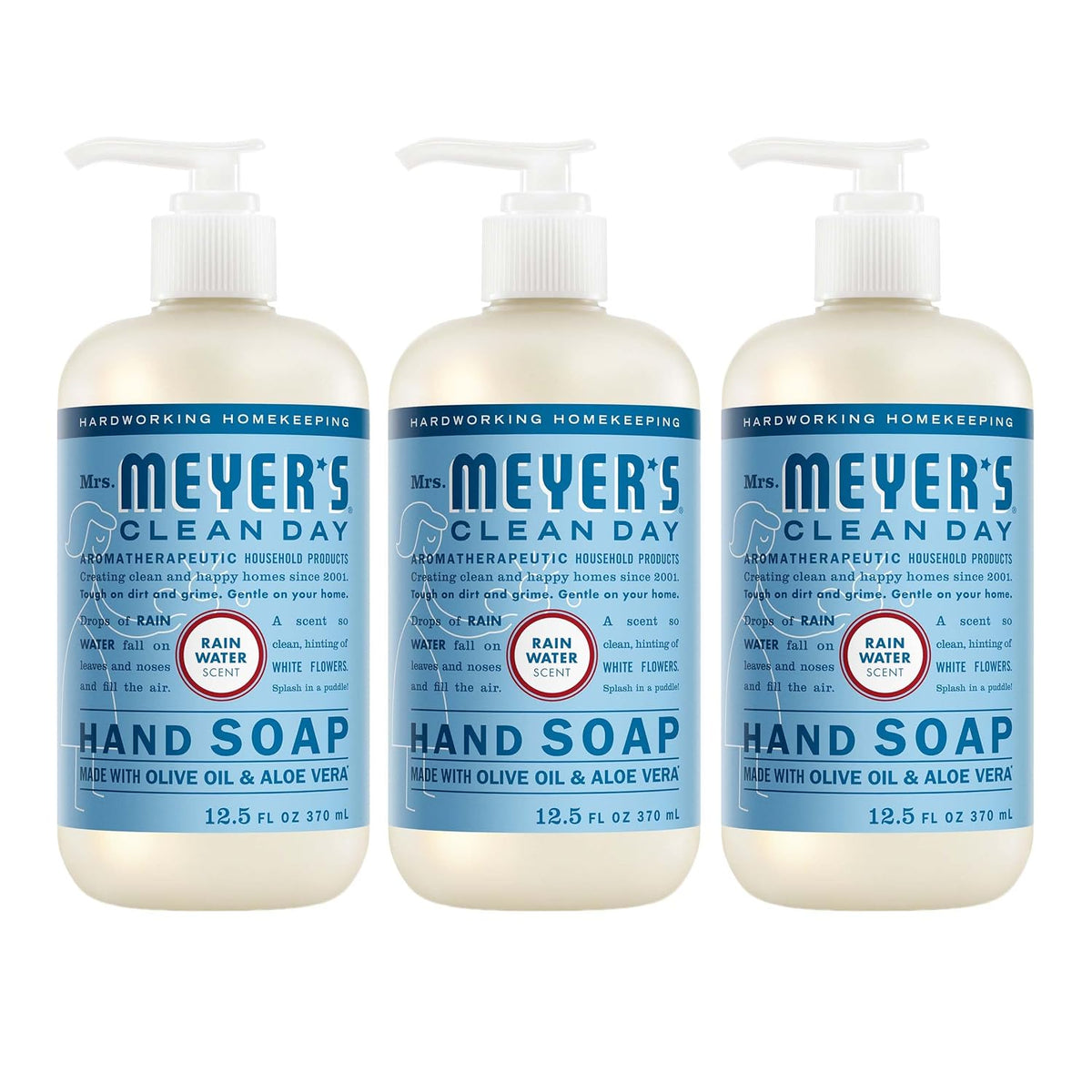 Mrs. Meyer’s Clean Day hand soap Rain Water bottles