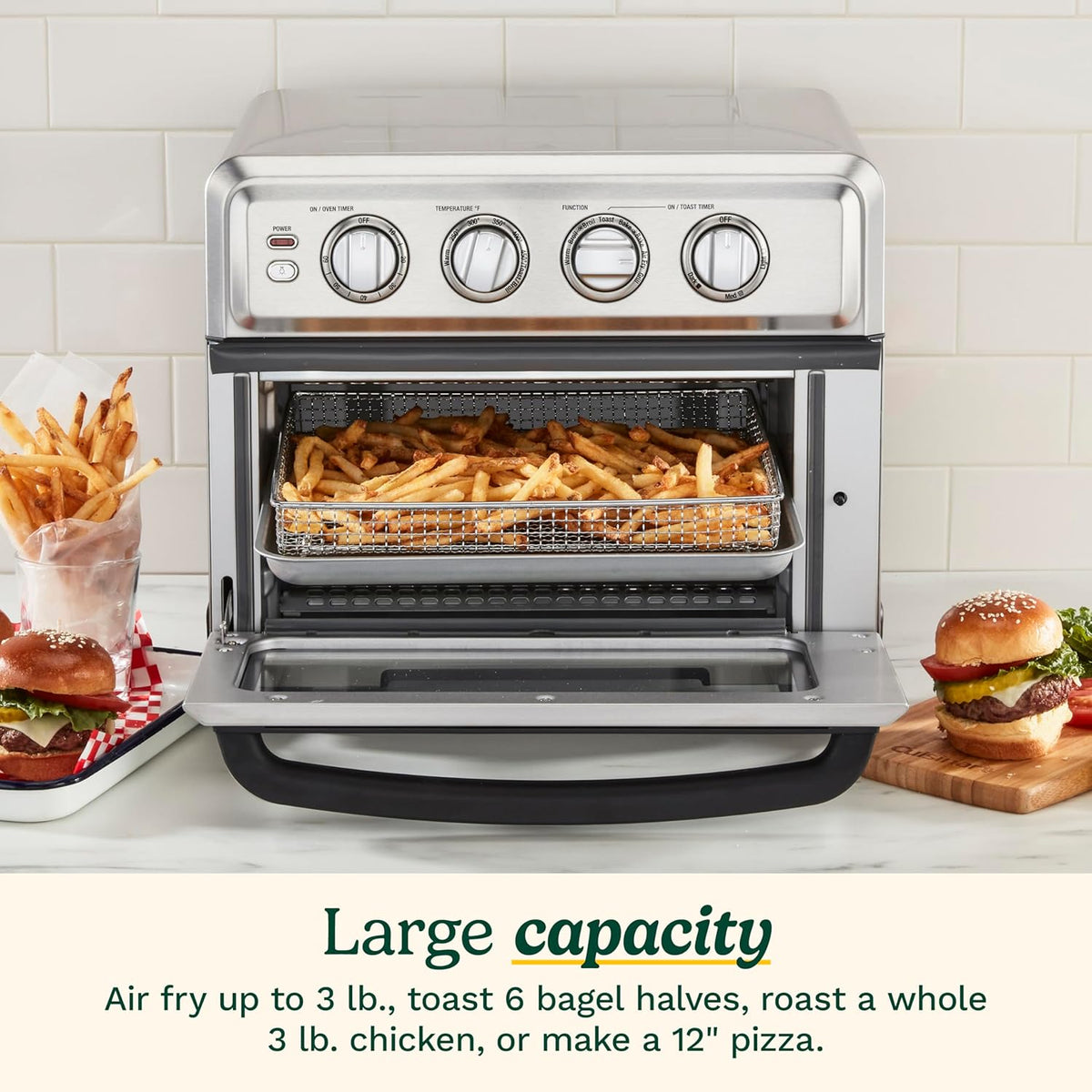 White Cuisinart toaster oven with air fry basket