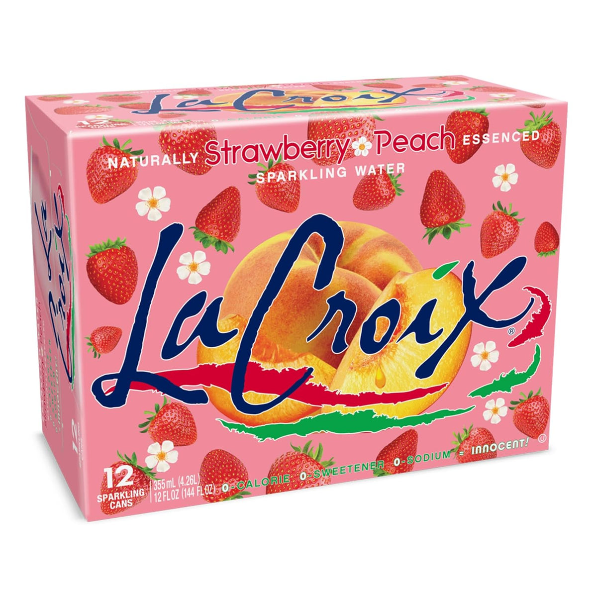 La Croix sparkling water cans in strawberry peach flavor