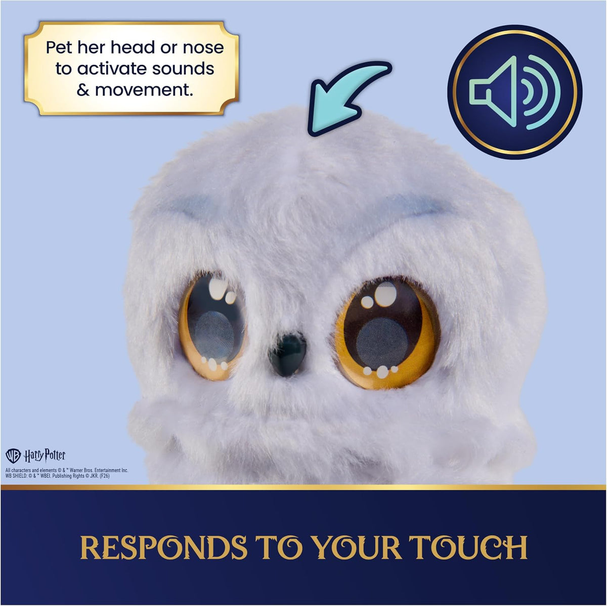 Mini Hedwig showing touch-activated reactions