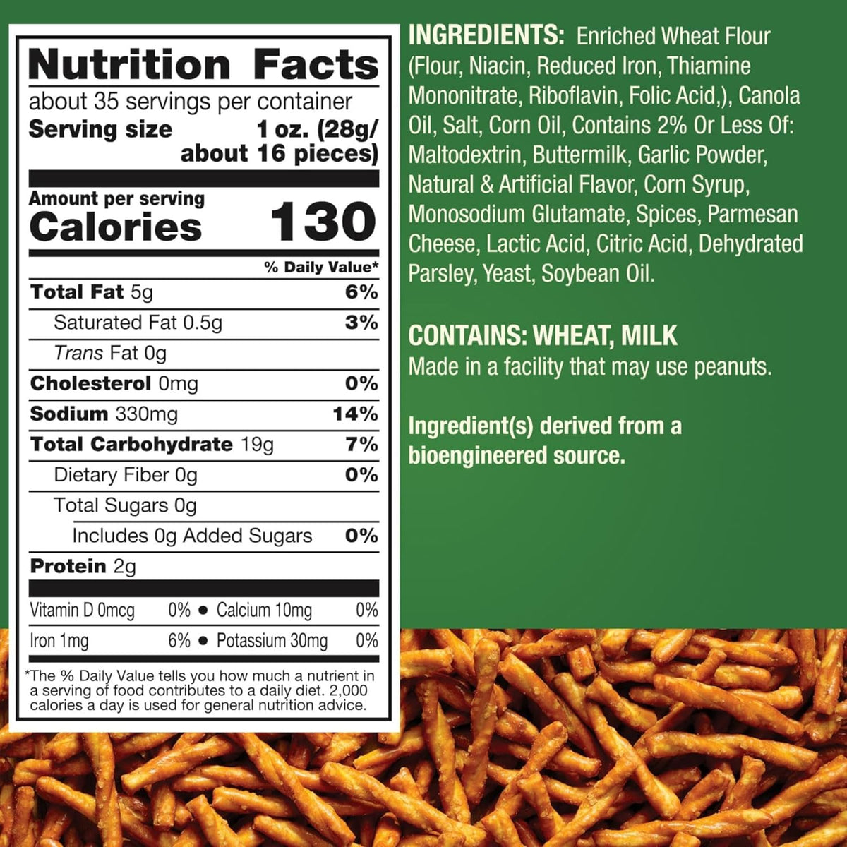 Seasoned pretzel twists with parmesan garlic flavor