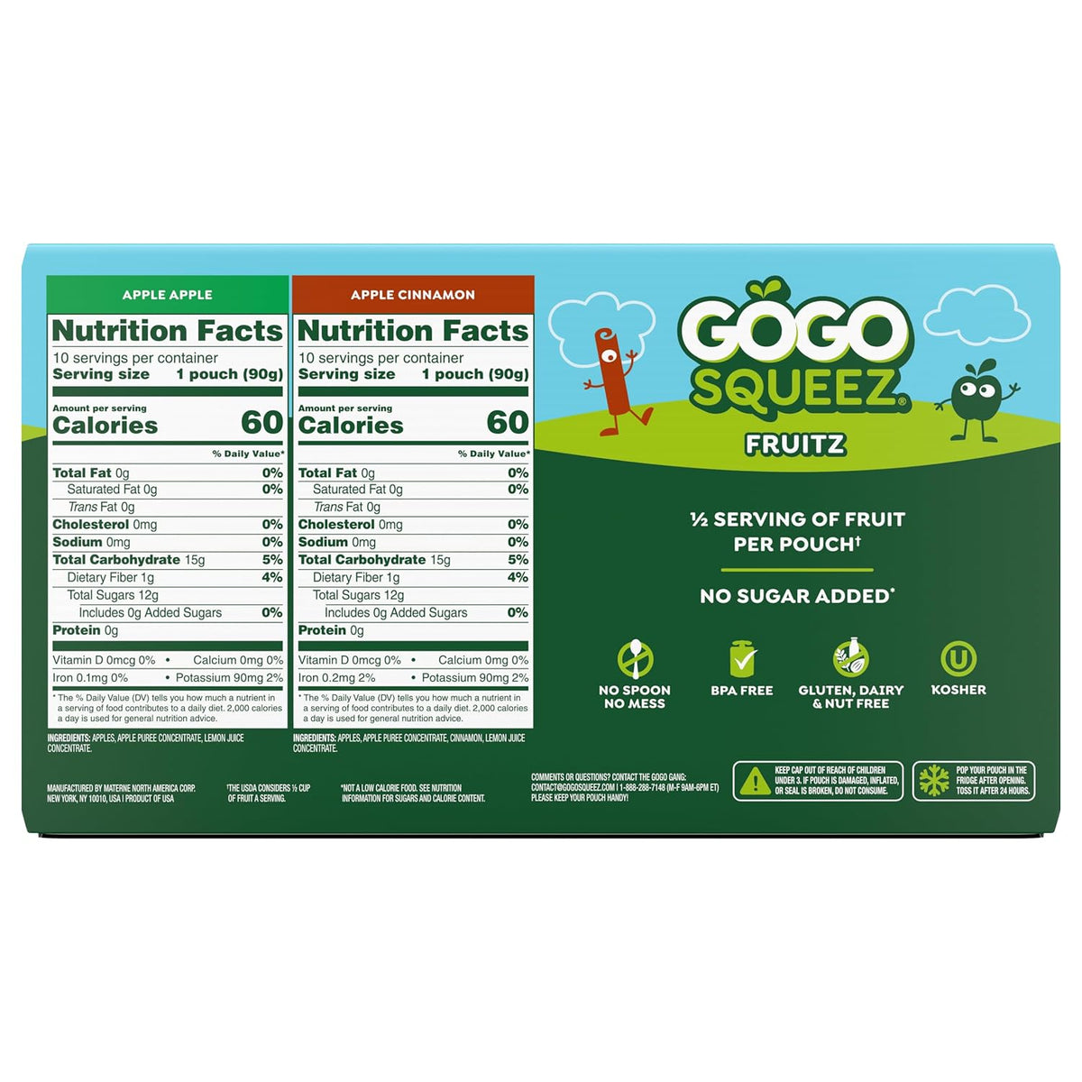 GoGo squeeZ applesauce pouches with easy-open caps