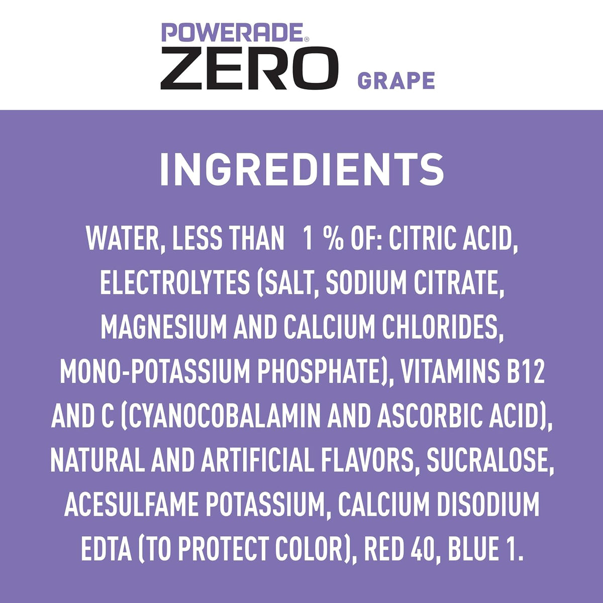 Zero sugar grape sports drink with electrolytes