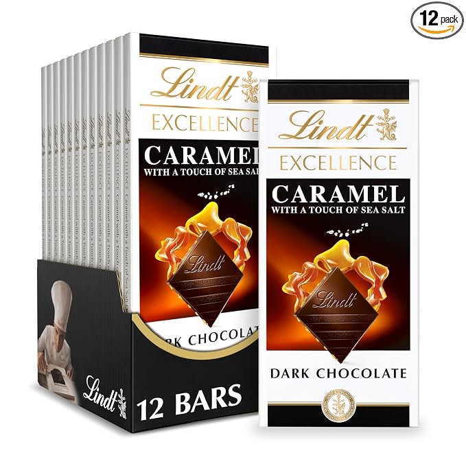 Lindt EXCELLENCE caramel sea salt dark chocolate bar 12 pack