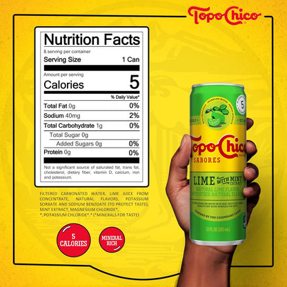 Topo Chico Sabores flavored sparkling water packaging