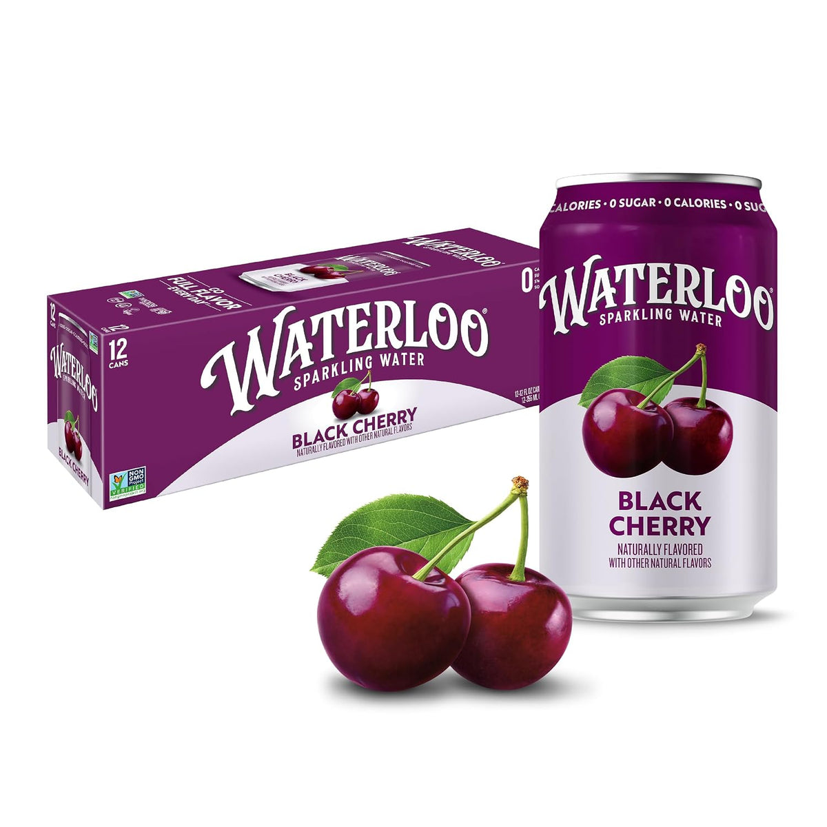 Waterloo Sparkling Water black cherry 12 fl oz cans