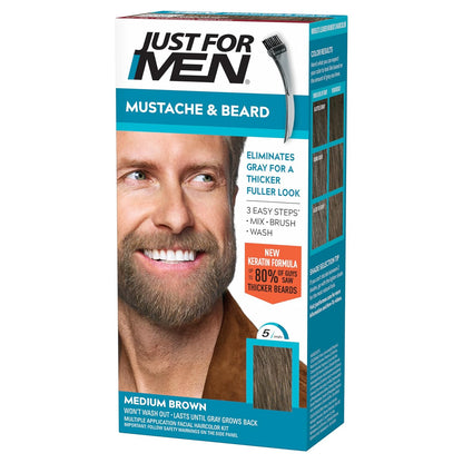 Medium brown beard dye keratin formula packaging