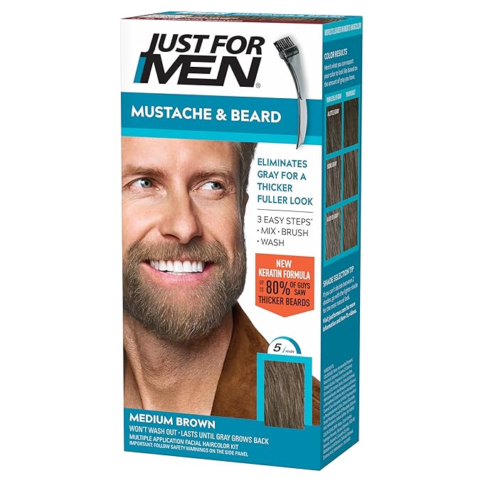 Just For Men mustache and beard dye Medium Brown M-35 pack