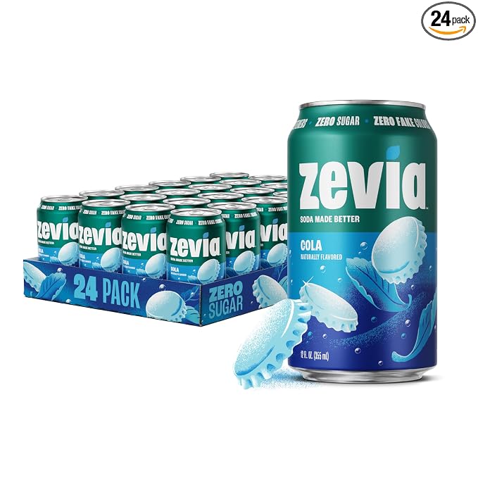 Zevia zero sugar cola soda 24-pack cans