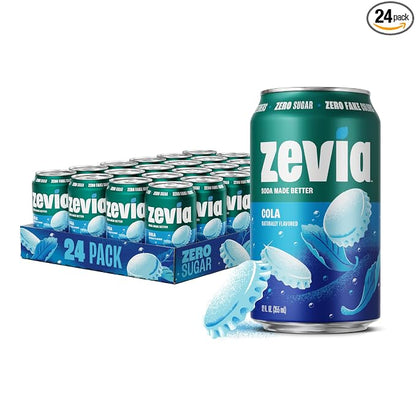 Zevia zero sugar cola soda 24-pack cans