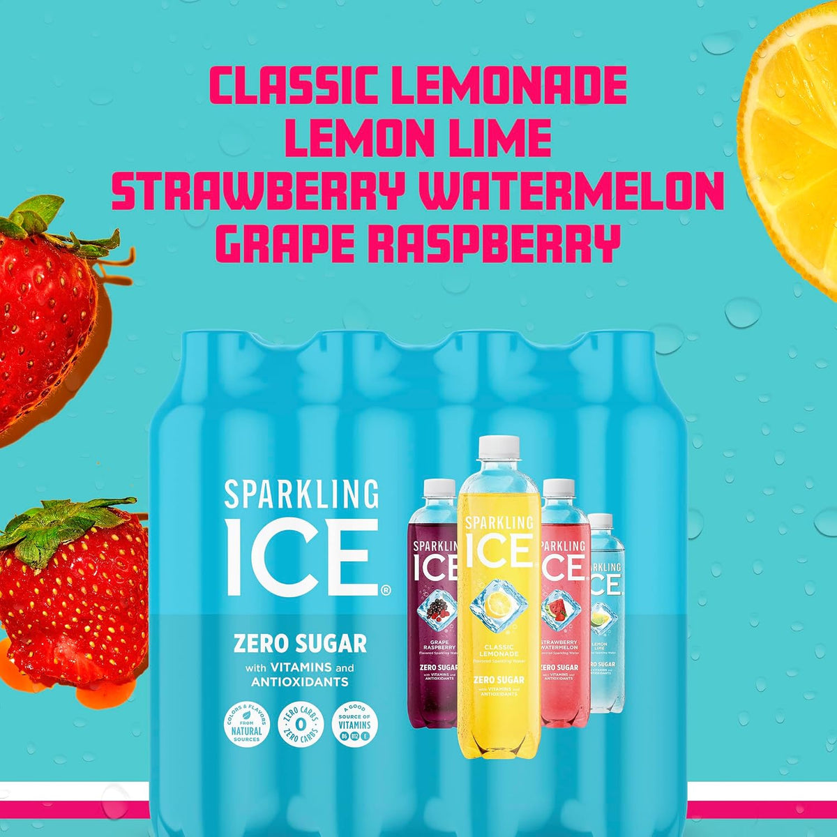 Sparkling Ice zero sugar flavored sparkling water with vitamins