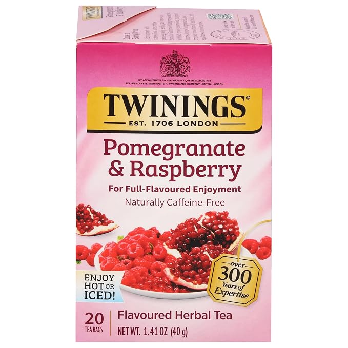 Twinings Pomegranate Raspberry Herbal Tea box