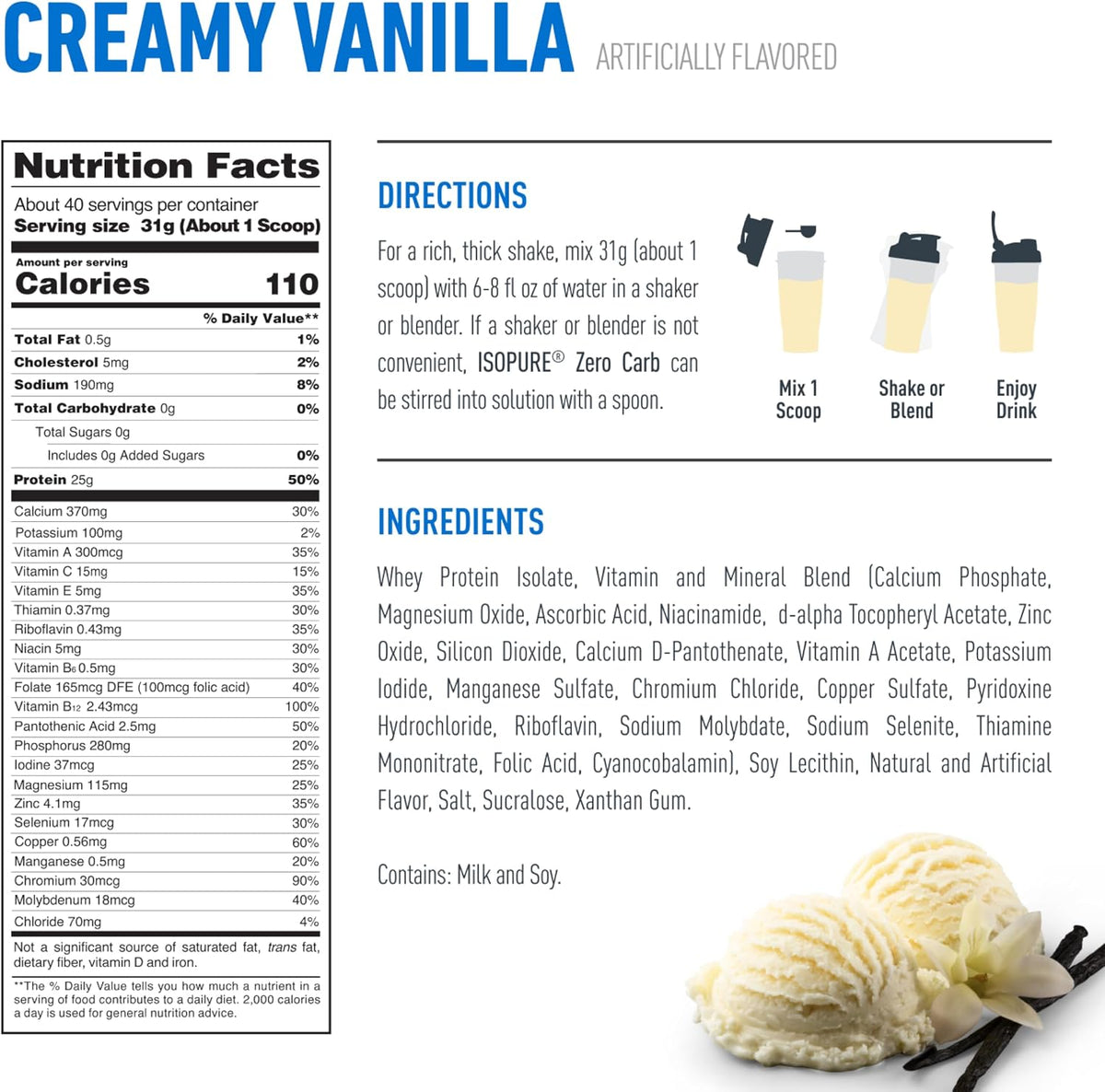 Isopure Zero Carb protein powder for shakes