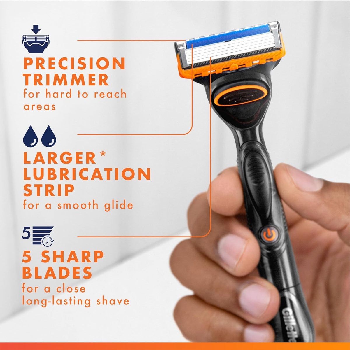 Gillette Fusion5 Power 5 blade razor cartridge detail