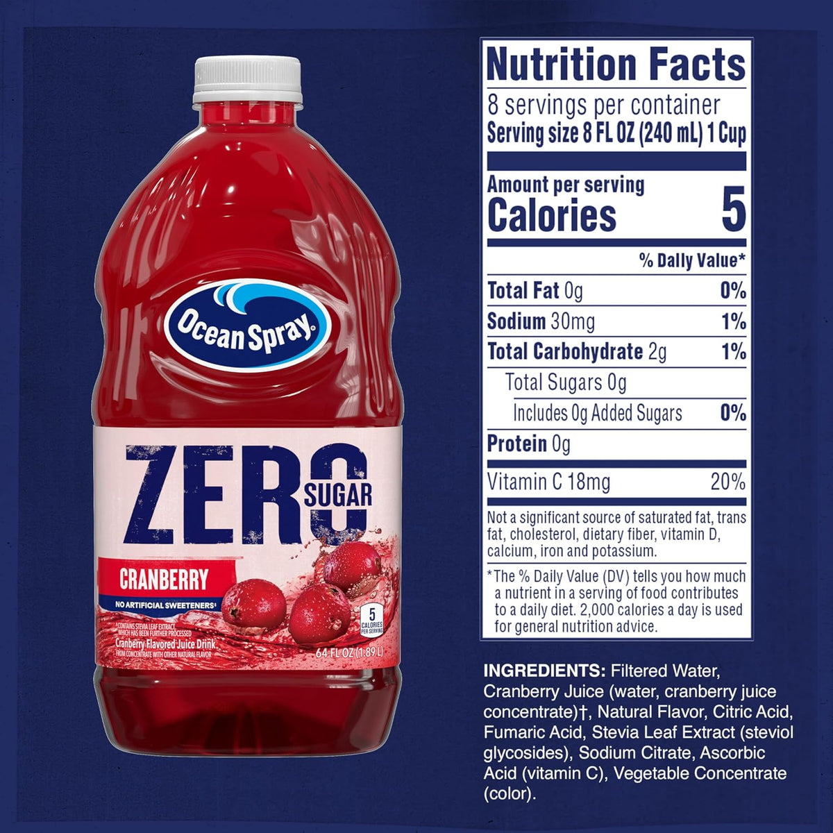 64 fluid ounce cranberry juice drink with zero sugar