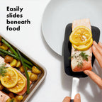 Large OXO kitchen spatula with soft grip handle