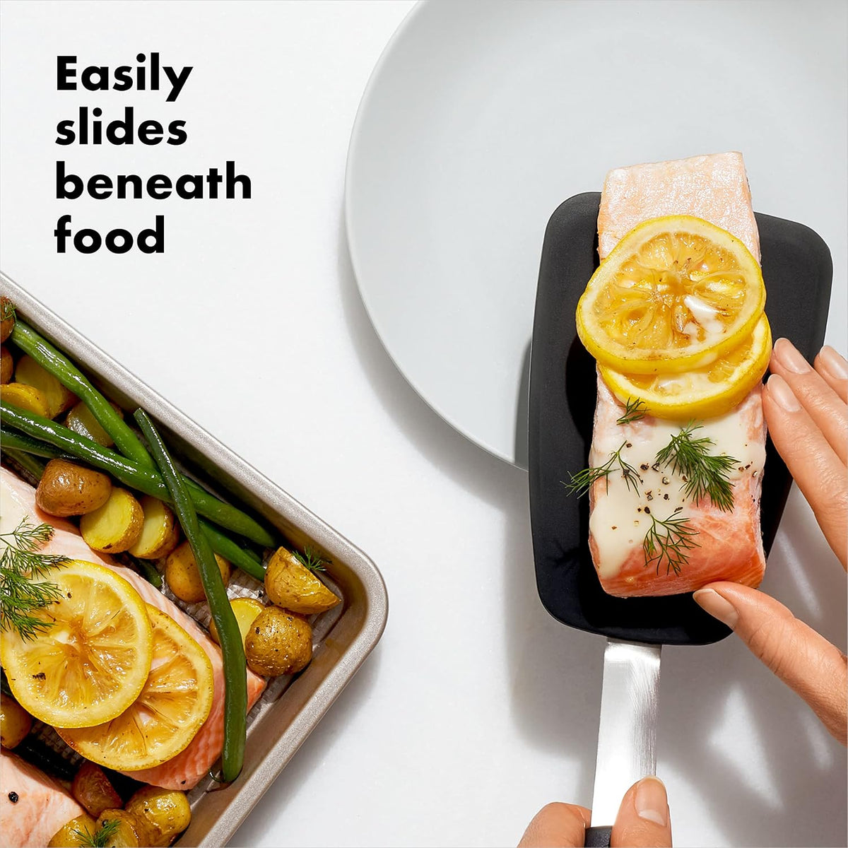 Large OXO kitchen spatula with soft grip handle