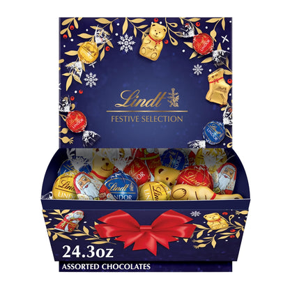Lindt holiday assorted chocolates in festive gift box