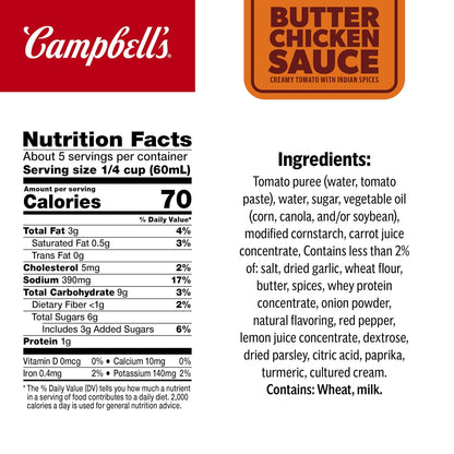 Condensed butter chicken sauce with creamy tomato flavor