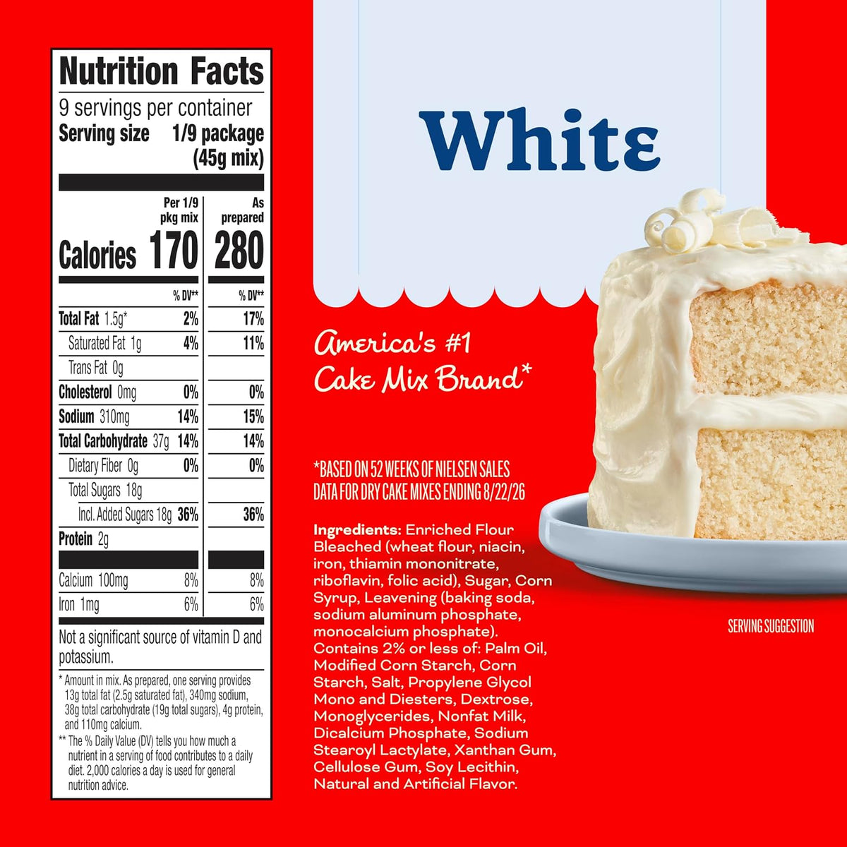 White cake mix box for baking desserts