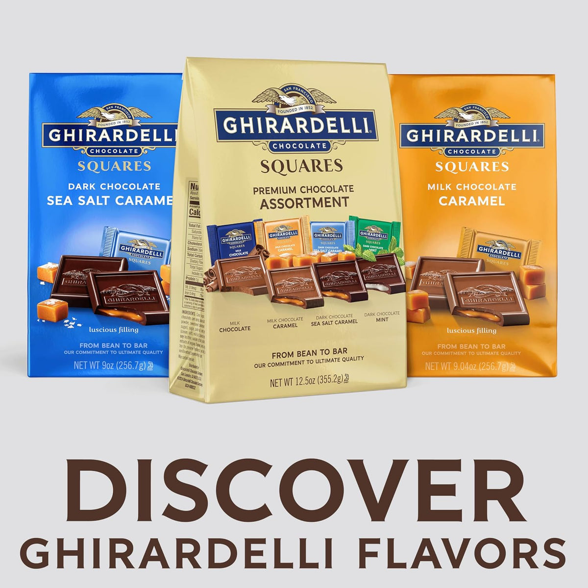 Three pack of Ghirardelli premium chocolate squares