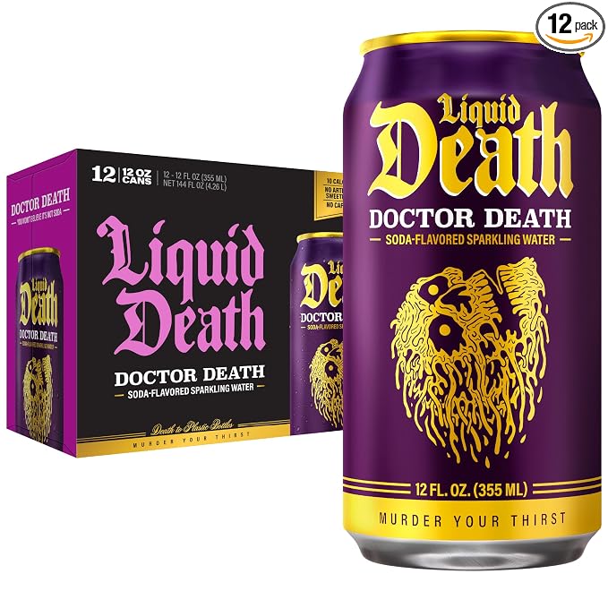 Liquid Death Doctor Death sparkling water 12 pack