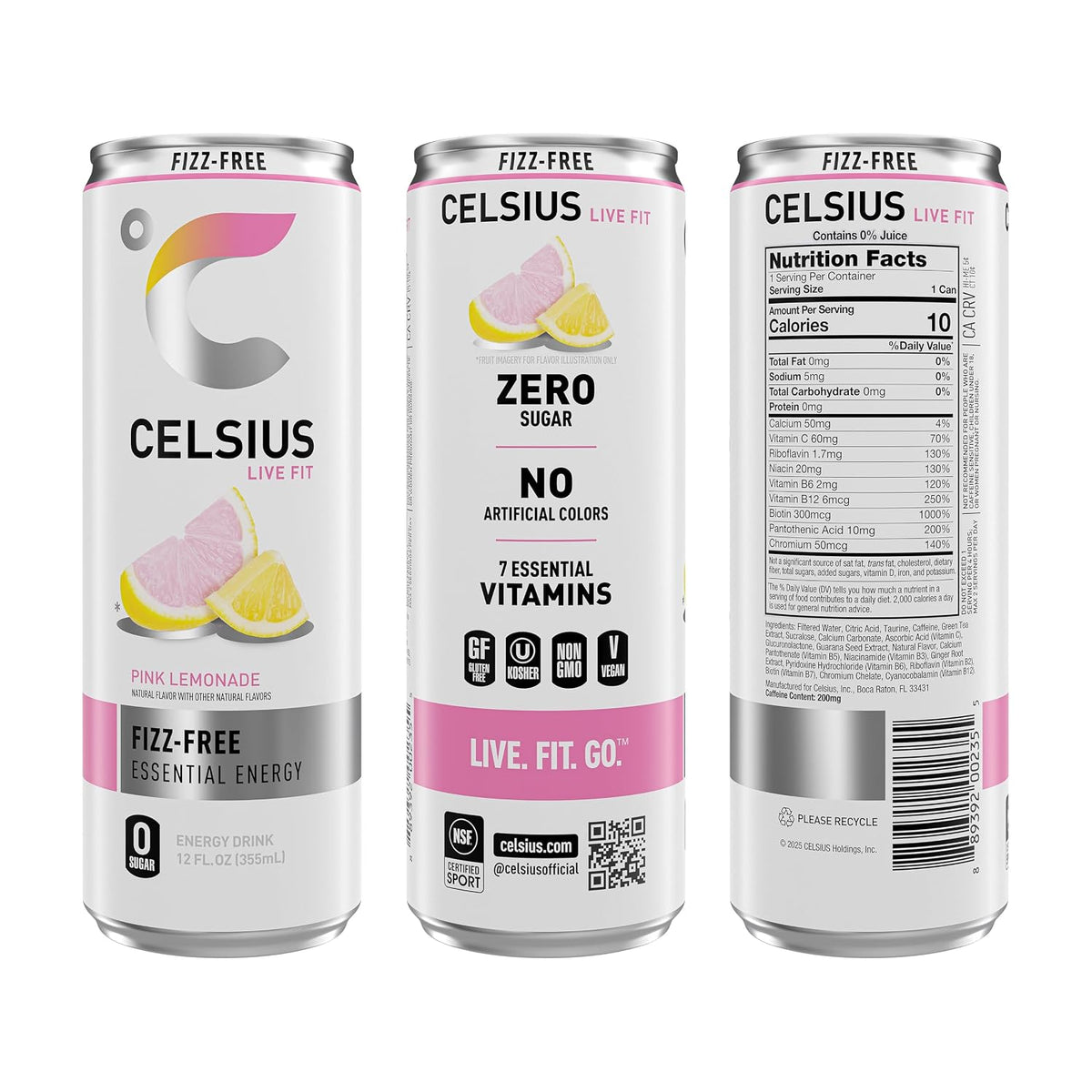 Non-carbonated CELSIUS Pink Lemonade energy drink