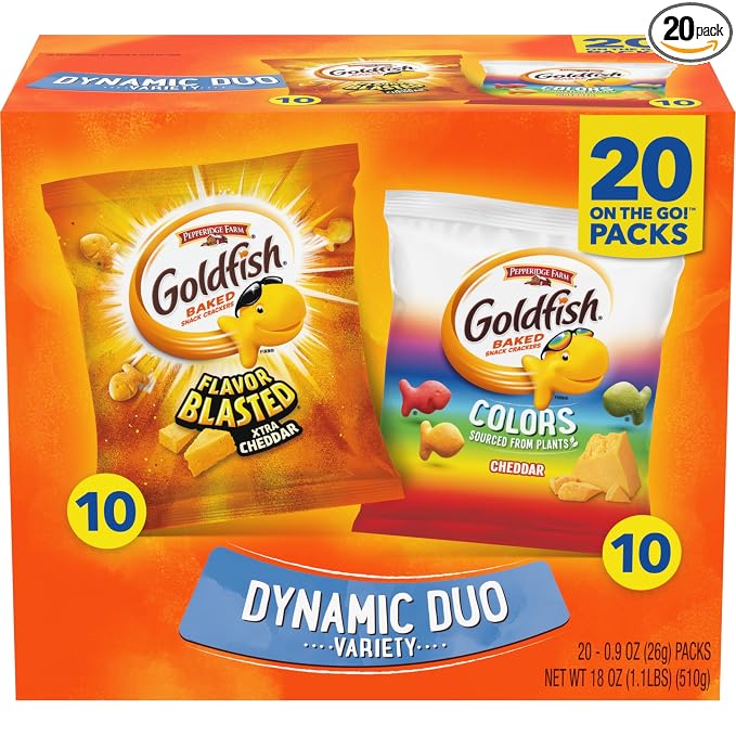 Goldfish Dynamic Duo cheddar snack packs 20 count box