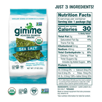 Crispy gimMe seaweed snacks with sea salt