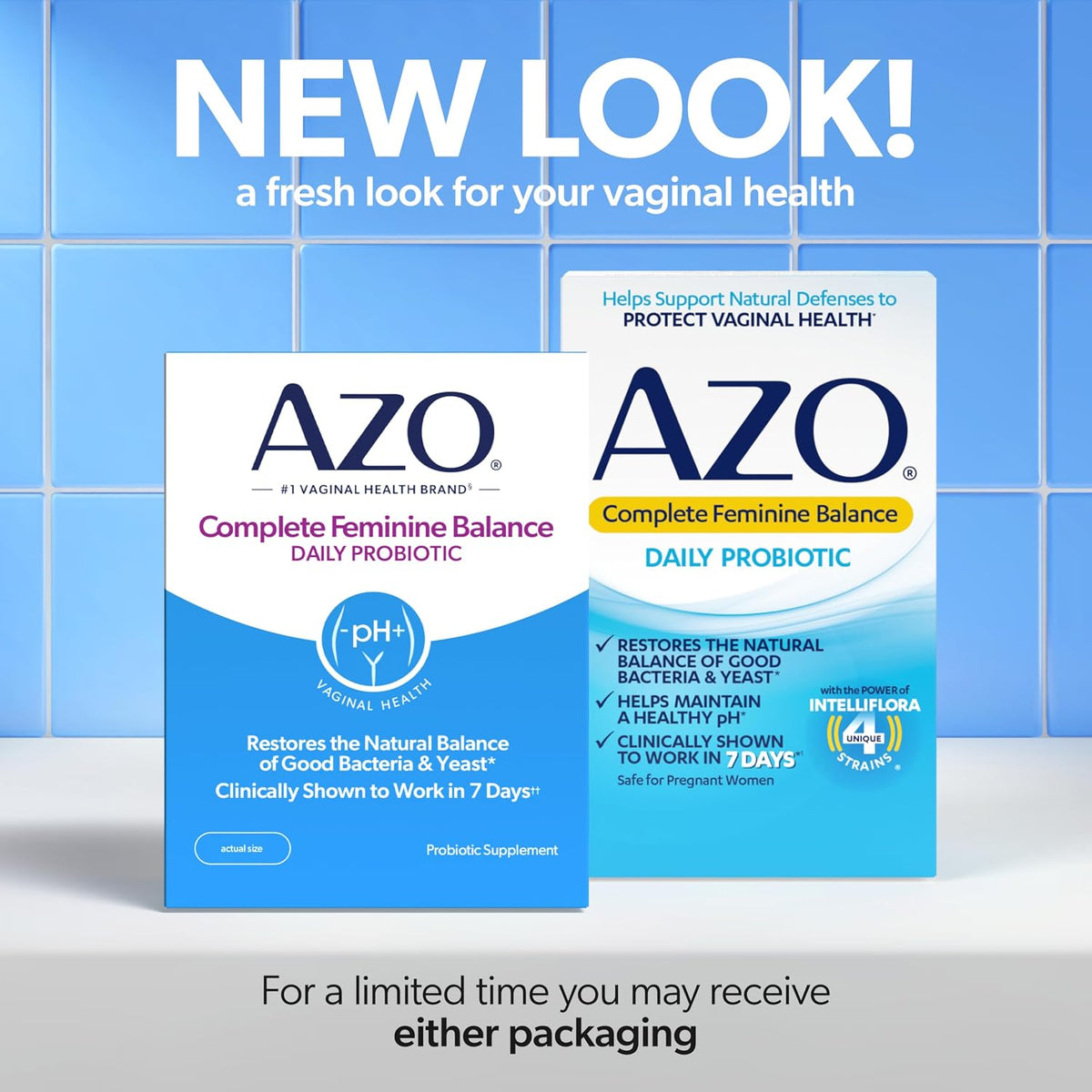 AZO feminine balance probiotic supplement box