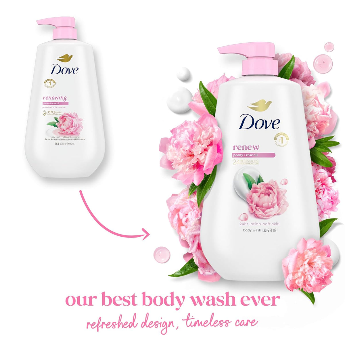 Dove 24hr Lotion Body Wash Renew Peony and Rose Oil