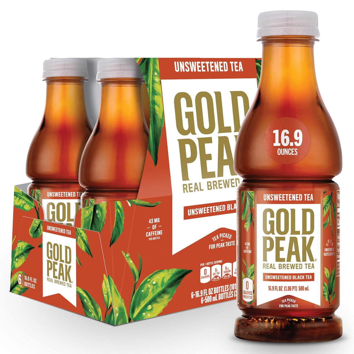 Gold Peak unsweetened iced tea bottles