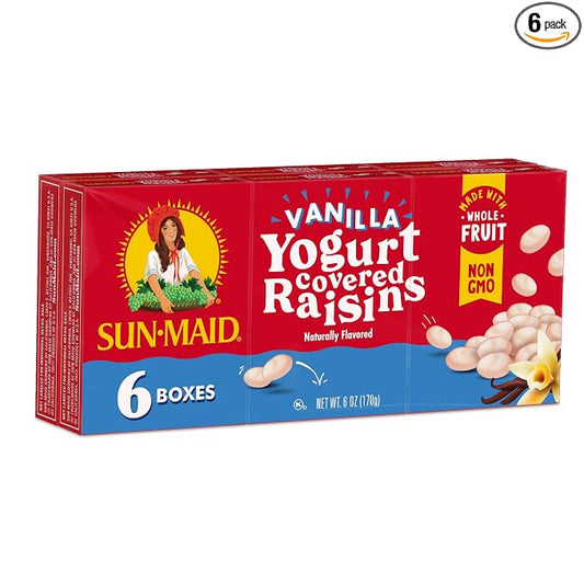 Sun-Maid vanilla yogurt coated raisins 6 pack