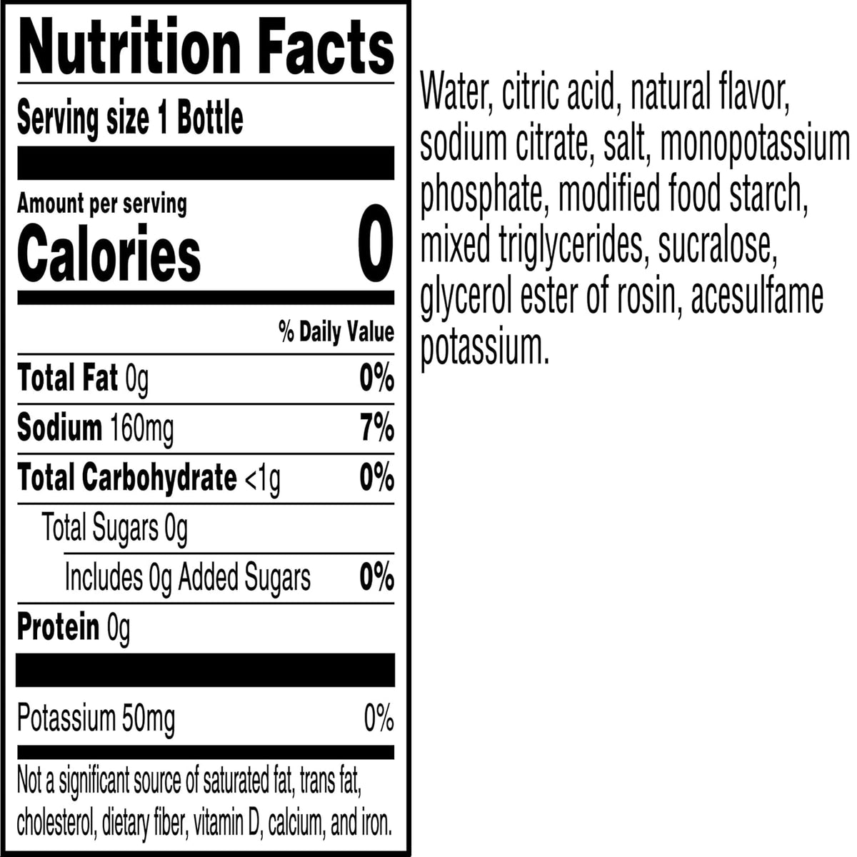 Gatorade G Zero Thirst Quencher bottle label