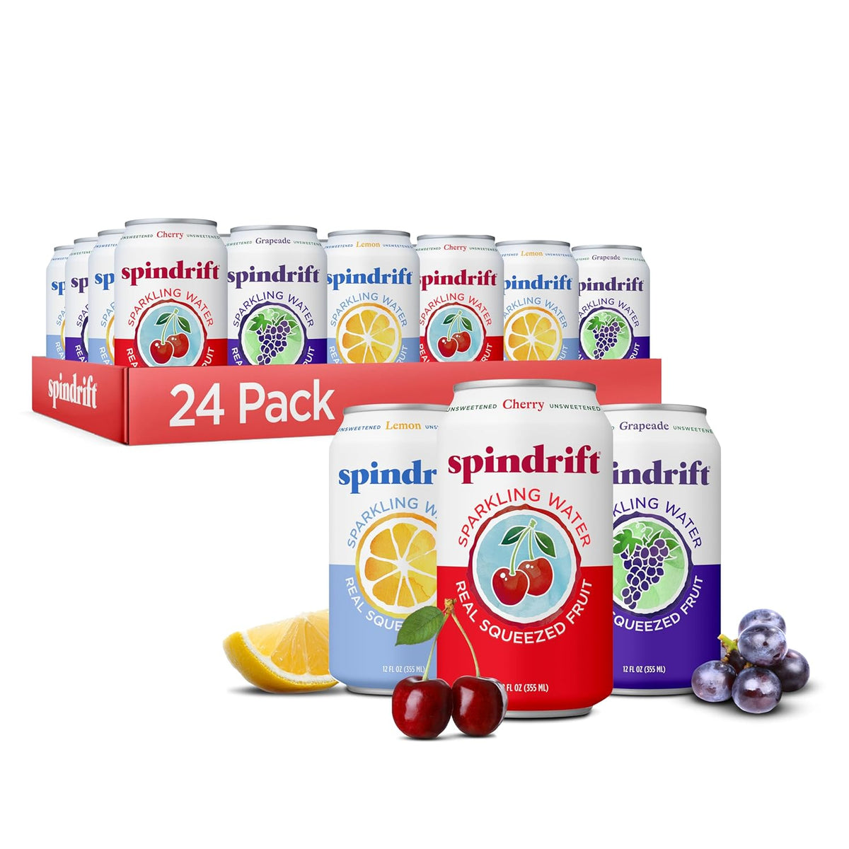 Spindrift sparkling water with Concord grape flavor