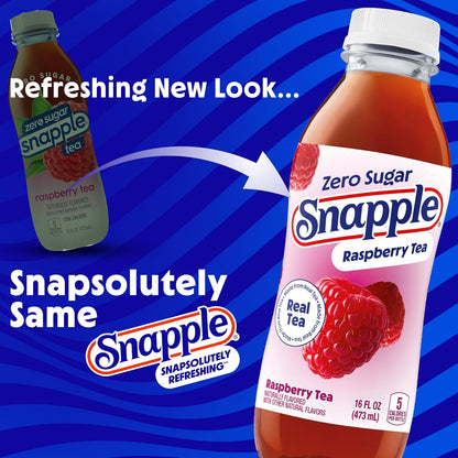 Pack of Snapple zero sugar raspberry iced tea
