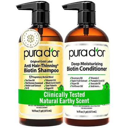 PURA D'OR anti-thinning shampoo 16 oz bottle