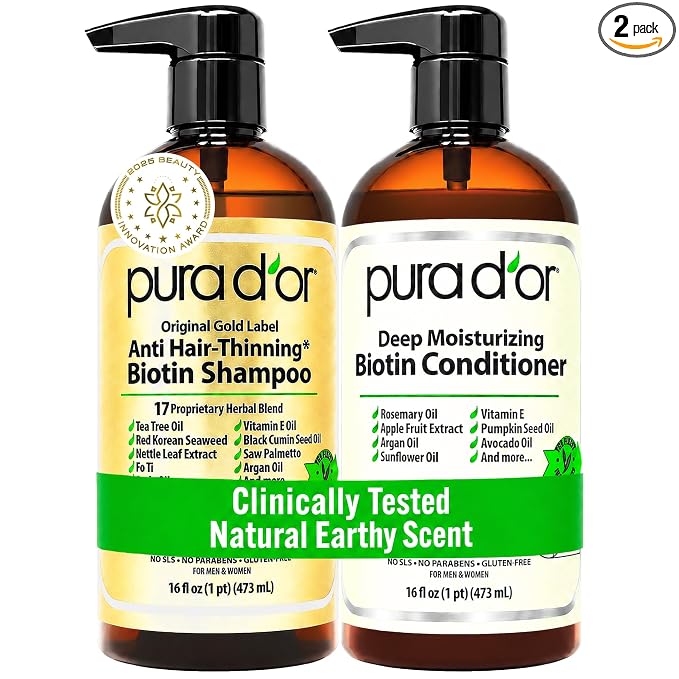 PURA D'OR Gold Label biotin shampoo and conditioner set