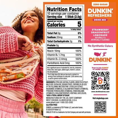 Zero sugar Dunkin Refreshers drink mix with green tea energy