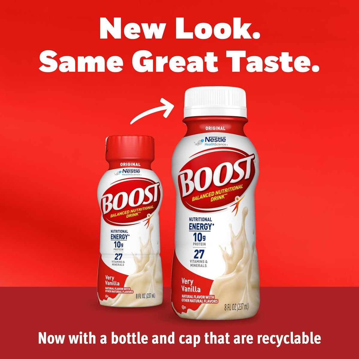 BOOST Original nutritional shake bottles in vanilla flavor
