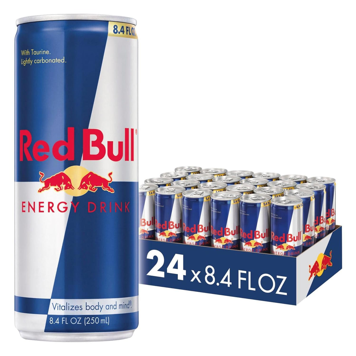 Red Bull original energy drink can front view