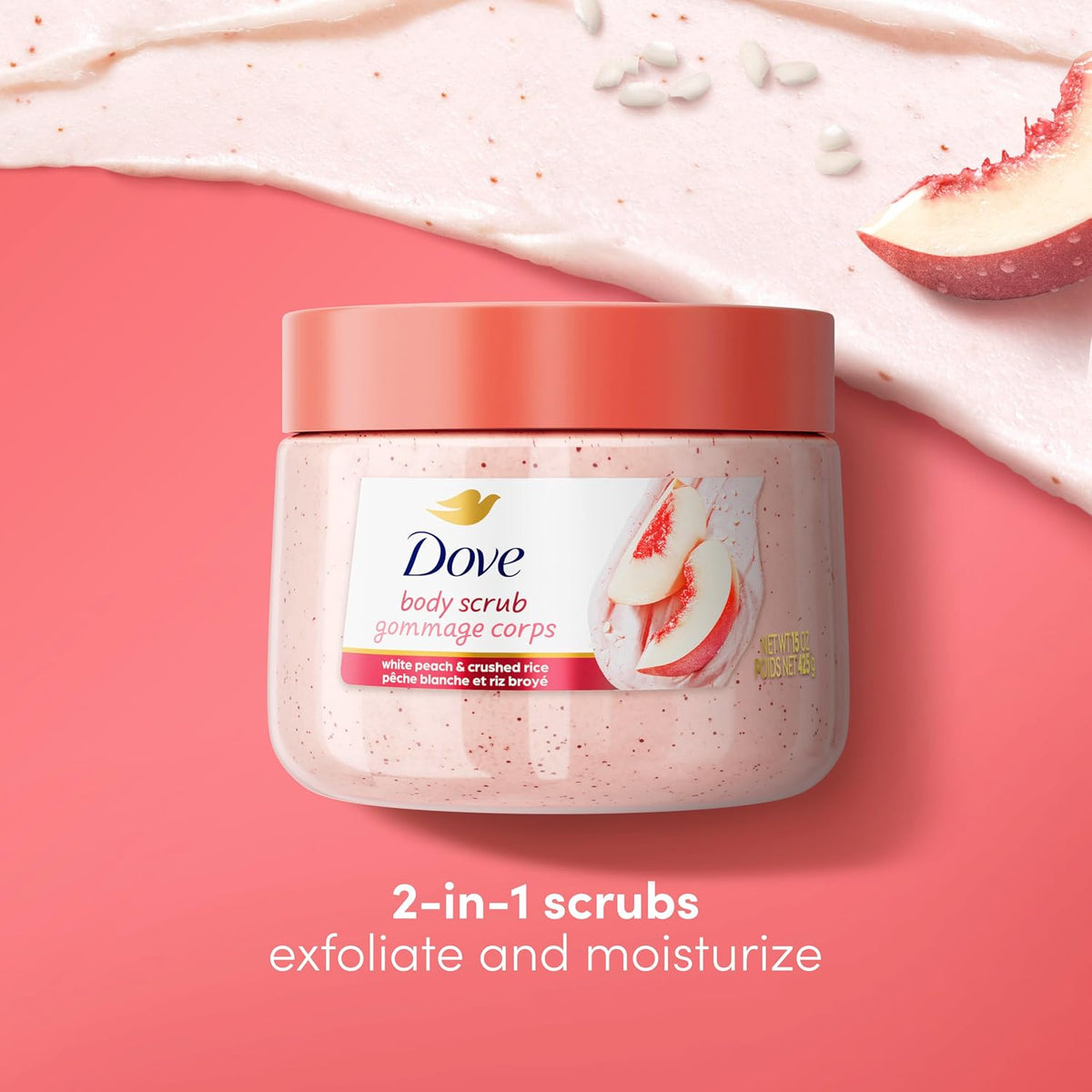 Creamy Dove body scrub for smooth radiant-feeling skin